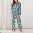 thumbnail image 2 of Kdxio Colorful Easter eggs Women's Pajama Sets Long Sleeve Button Down Sleepwear Nightwear Soft Pjs Lounge Sets(S-XXL)-X-Large, 2 of 7
