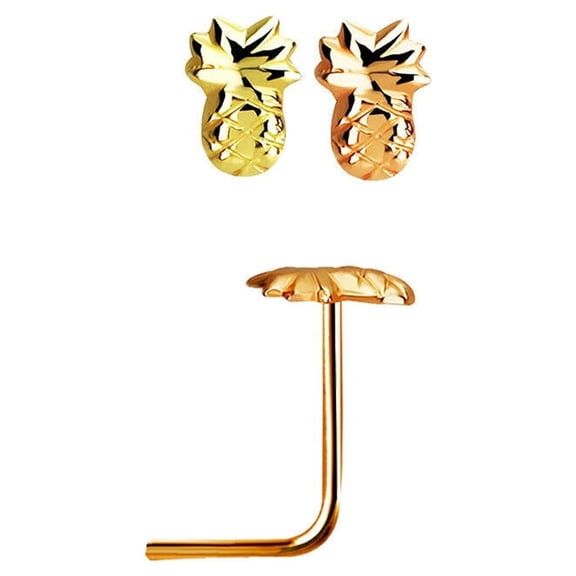 Nose studs L shaped Sterling Silver gold and rose gold plating
