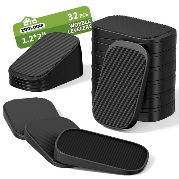 ZDDLOINP Furniture Levelers,32 Pcs Flexible Rubber Shims for Home Improvement,Multi-Purpose Anti-Slip Stackable Leveling Pads Leveling Wedges for Uneven Furniture, Toilet, Table, Chair (Black)
