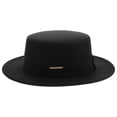 thumbnail image 1 of GOOHOCHY Sombrero Fedora de ala ancha vintage Sombrero panamá cálido y elegante Sombrero canotier con parte superior plana Sombrero de copa negro clásico Talla única para mujeres y hombres, 1 of 8