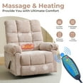 thumbnail image 3 of Swivel Rocker Recliner Chair with Massage and Heat, Chenille Swivel Glider Recliner for Adults, Beige, 3 of 7