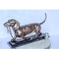 thumbnail image 3 of Nifao Detailed Dachshund Dog Walking Bronze Statue Mounted on Marble – Home Decor Sculpture, 29"L x 8"W x 15"H, 3 of 13