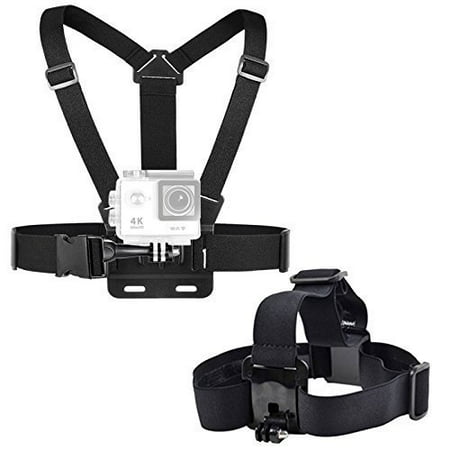 Head Camera EEEKit Accessories Kit for Gopro Hero 5 4 3+ 3 Spypoint Xcel Action Camera, Head Strap Mount + Chest Belt Strap Mount ()