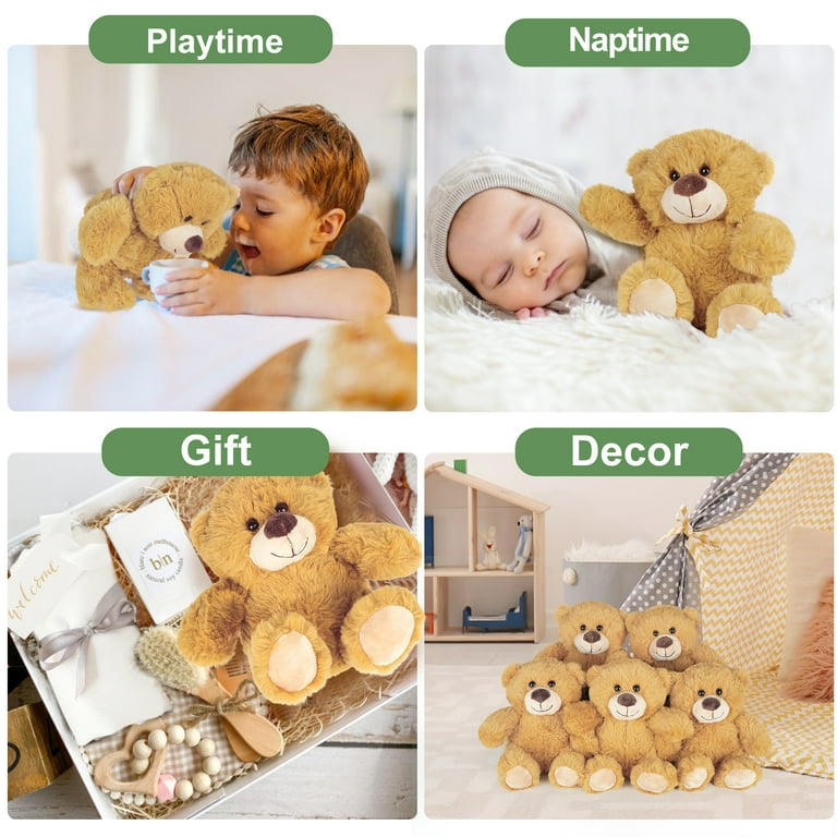 LotFancy Eco Friendly Teddy Bear Set 5 pcs 10 Inch Stuffed Toys Perfect Gifts for Kids Toddlers Brown Walmart