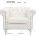 thumbnail image 3 of Historyli Morden Fort Chair with Extra-Thick Padded Backrest and Seat, Arm Chair, Comfy Seat Depth, Fabric Single Sofa for Living Room, Bedroom,White, 3 of 9