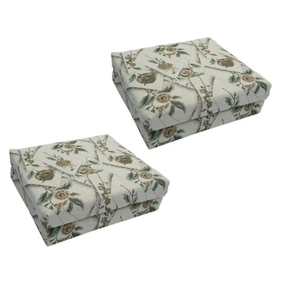 Blazing Needles 93454-4CH-OD-064 20 x 19 in. Patterned Outdoor Chair Cushions, Botanical Postcards - Set of 4