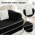 thumbnail image 7 of 77.2" Teddy Fabric 32D Boneless Sofa,Modular Sectional Sofa with Curved Armrest,Contrast Color Design with Pillow,Fluffy Comfy Couch with L Shaped Chaise,for Living Room,No Assembly Required,Black, 7 of 7