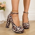 thumbnail image 2 of SACFOF Women's Mary Jane Pumps, Closed Round Toe, Block Heel with Ankle Strap Buckle, 4.12 Inch High Heel, 2 of 5