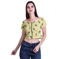 thumbnail image 2 of Moomaya Boat Neck Zipper Top Short Sleeve Viscose Jersey Crop Tops For Women, 2 of 5