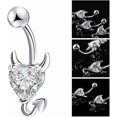 thumbnail image 2 of Devil Heart Belly Button Rings Navel Rings Surgical Steel Bar Stud Belly Navel Piercing Jewelry, 2 of 4