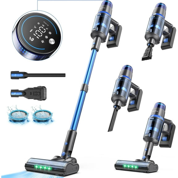 Cordless Vacuum Cleaner, 680W 60Kpa Powerful Stick Vacuum with Dust Sensor, Digital Display, 4000mAh Rechargeable Battery up to 60Mins, Versatile for Pet Hair, Floor, Carpet