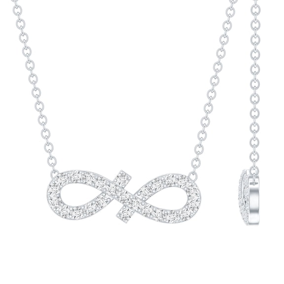 Rosec Jewels Lab Grown Diamond Infinity Necklace for Women - Minimalist Necklace - EF-VS Quality, 925 Sterling Silver