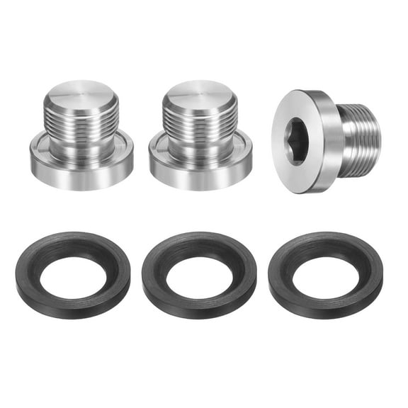 M16 x 1 Stainless Steel Pipe Plug 3 Pcs Metric Male Internal Hex Thread Socket with Washer
