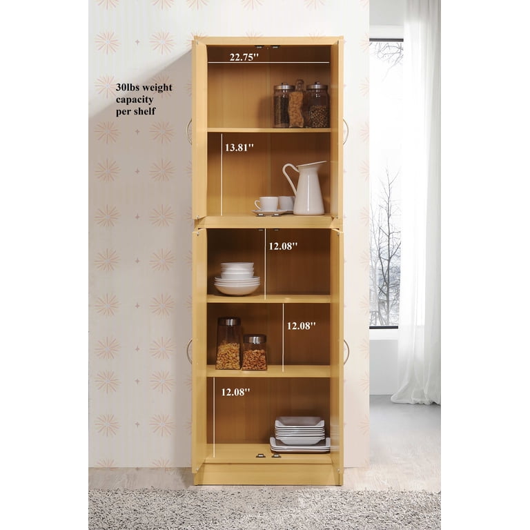 Hodedah 4-Door Kitchen Pantry with 4-Shelves, Chocolate-Grey