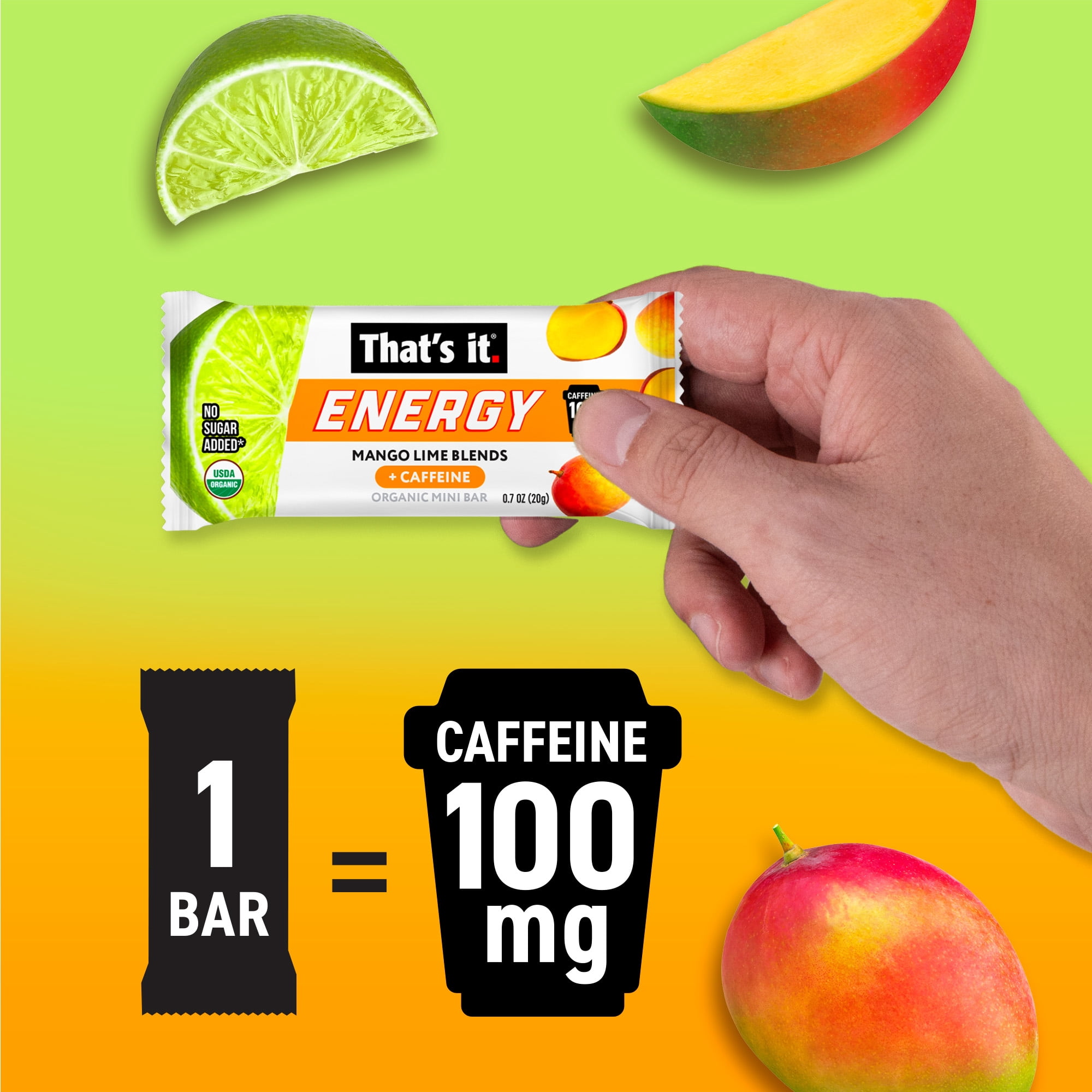 That's it. Gluten-Free Soft & Chewy Ready-to-Eat Mango Lime Blends Energy Fruit Bars, .7oz, 6 Count Shelf Stable Box