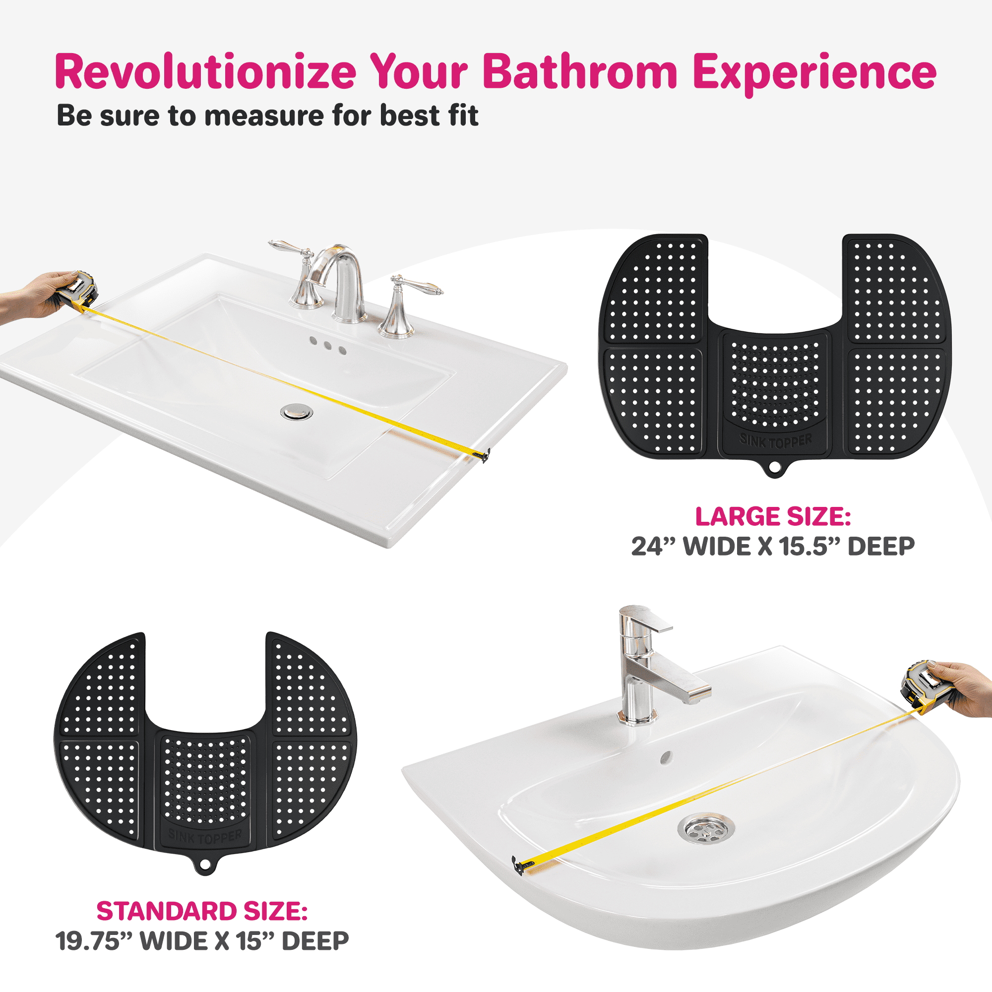 Sink Topper Cover for Bathroom Counter Spaces Organizer Makeup Mat Black.