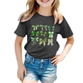 thumbnail image 4 of T-shirts Filles Été Col Rond Manches Courtes Nœud Imprimé Coupe Décontractée Basiques Hauts Filles Noir 6-7 Ans, 4 of 4