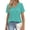 Lake Green, variant on MOYIKO Women Summer T-Shirt V Neck Short Sleeve Pleats Basic Tee Shirt Lake Green Loose Fit Dressy Top L