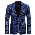thumbnail image 1 of Mens Luxury Paisley Suit Jacket Gold Shiny Slim Fit Button Down Blazer, 1 of 4