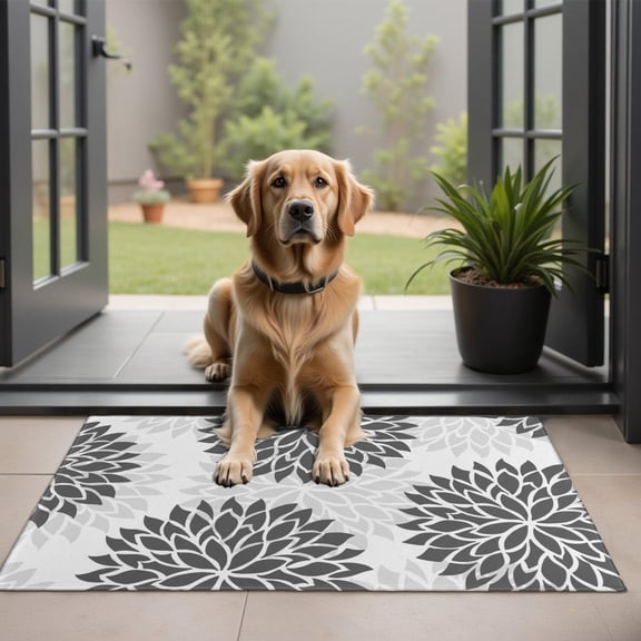 Bohemian Retro Floral Non-Slip Entryway Door Mat,Boho Indoor Decor Durable Low Plush Door Mat,Washable Welcome Rug for Patio Hallway Home Decor 20x32 Inches
