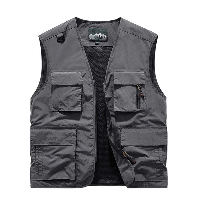 Birdeem Mens Work Clothes Jacket Solid Color Stand Collar Multiple Pockets Outdoor Sports Photography Leisure Coat