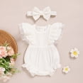 thumbnail image 2 of ZEHJUHAN Infants Baby Girl Ruffle Bubble Romper One-Piece Shorts Jumpsuit with Mesh Butterfly Sleeves Summer Outfit White，3-6M, 2 of 7