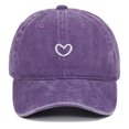 thumbnail image 3 of Lispipm Women Men Washed Cotton Plain Baseball Cap Embroidery Heart Adjustable Dad Hats Low Profile Outdoor Sun Cap Purple, 3 of 5