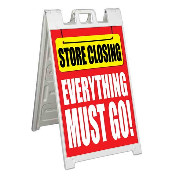 Store Closing Everything Must Go (24" X 36") Standard A-Frame Signicade, Includes Decal Applied To Stand