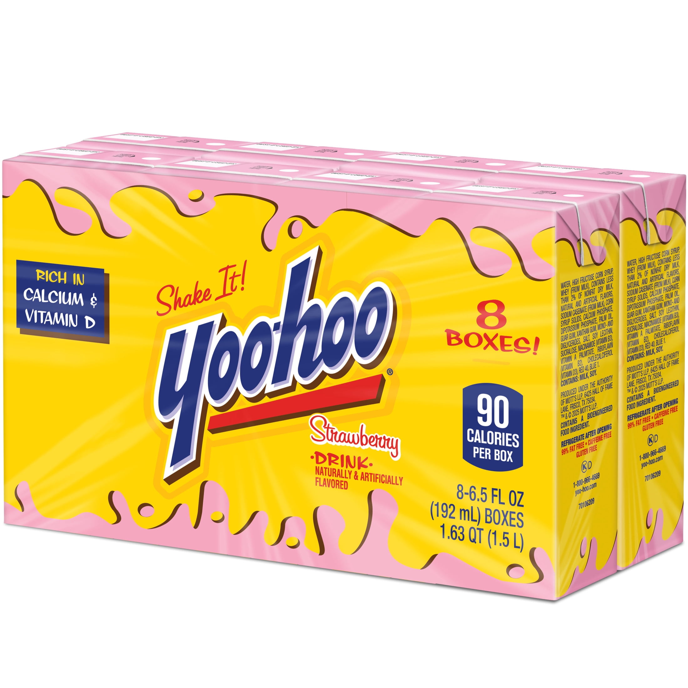 (4 pack) Yoo-hoo Strawberry Drink, 6.5 fl oz, 8 Pack Boxes
