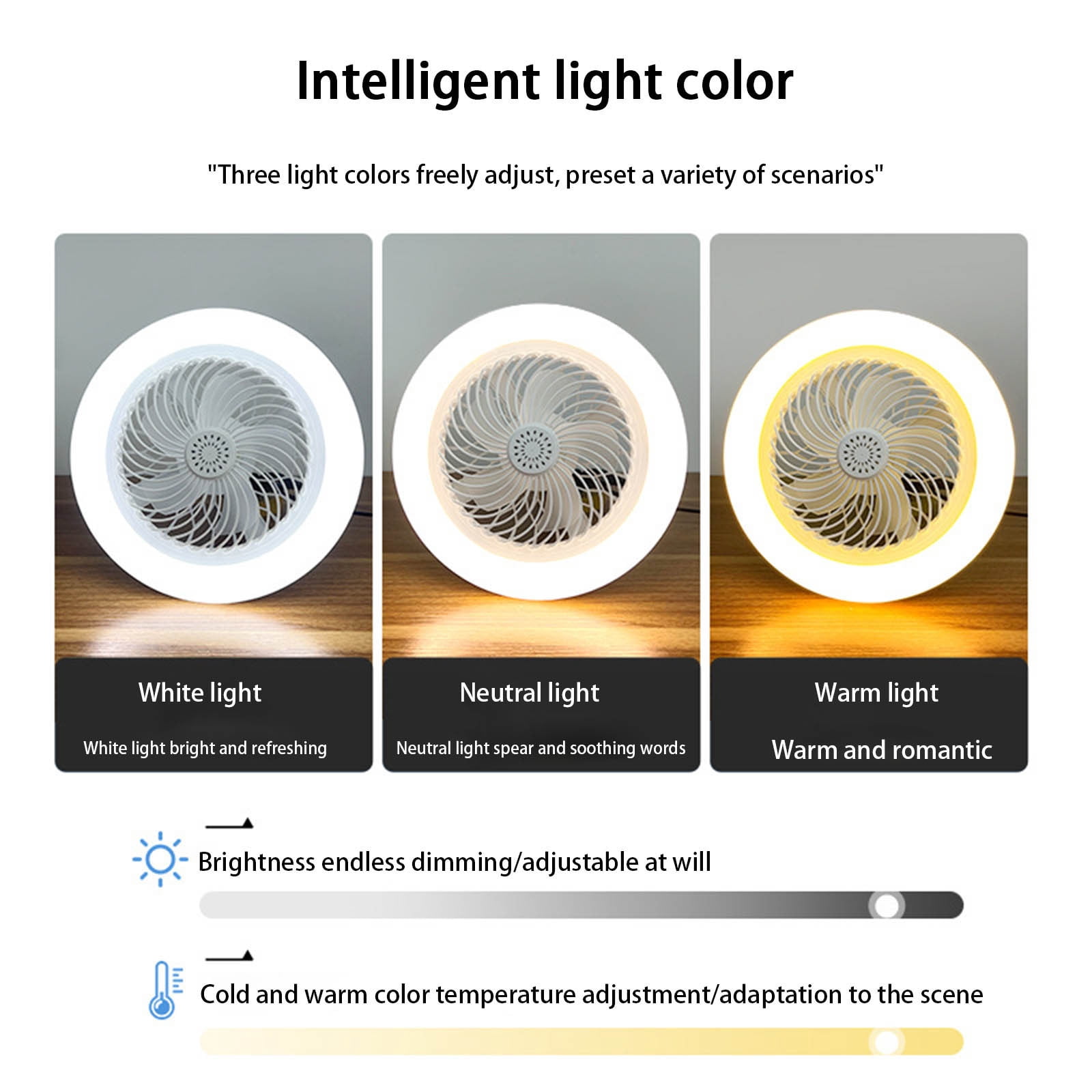 Bxaolu Modern Ceiling Fan with Light and Remote, 10" Socket Fan Light for E27 Sockets, 3 Speeds, 3 Color Temperatures, Dimmable LED Screw in Ceiling Fan for Bedroom Bathroom Garage Kitchen