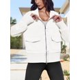 thumbnail image 2 of Women's Zip up Sweatshirt Collared Neck Long Sleeve Loose Casual Lightweight Jacket with Pockets, 2 of 5