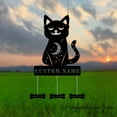 thumbnail image 4 of Handmadetneonsign Custom Metal Halloween Black Moon Cat Wind Chime, Personalized Metal Cat Garden, 4 of 5