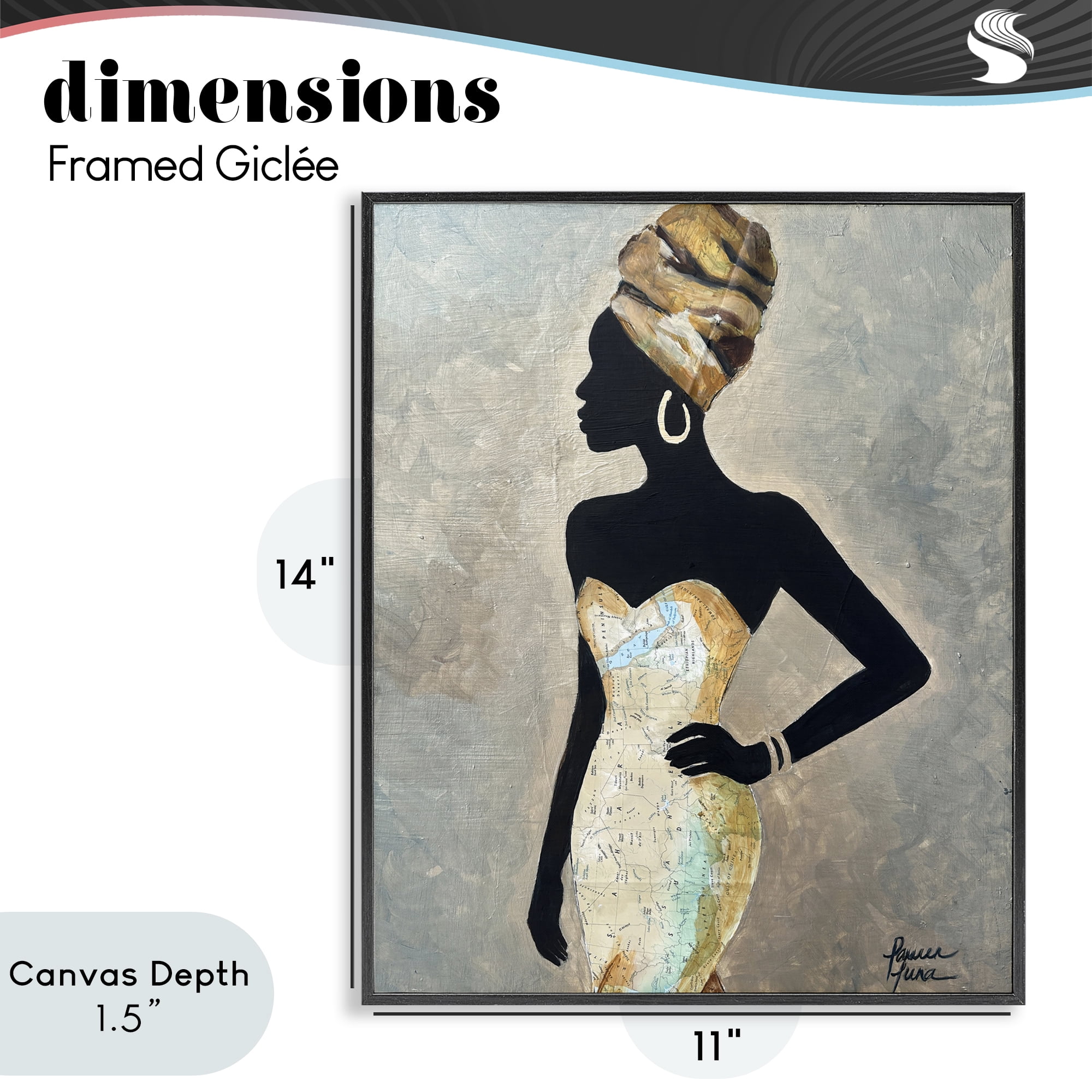 Stupell Industries Motherland Muse Fashion Portrait Black Framed Giclee Art, design by Lauren Luna