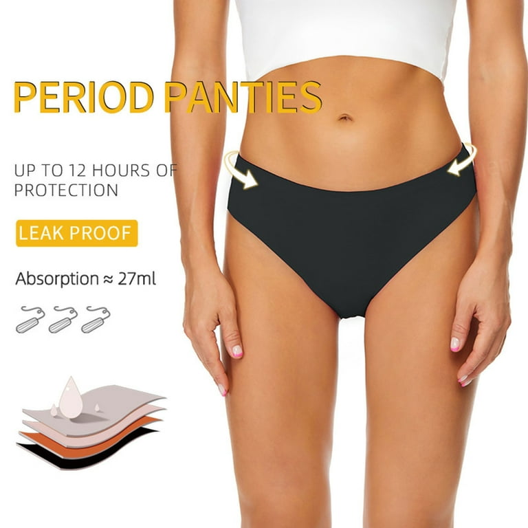 Qcmgmg Womens Bikini Panties Solid Leak Proof Bikini Bottom Low Rise  Menstrual Period Underwear Light Brown 4XL