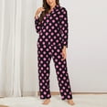 thumbnail image 2 of Pajamas for Women Sets, pink polka dot black Lounge Sets Long Sleeve Button Down Night Shirts Sleepwear Pjs, 2 of 6