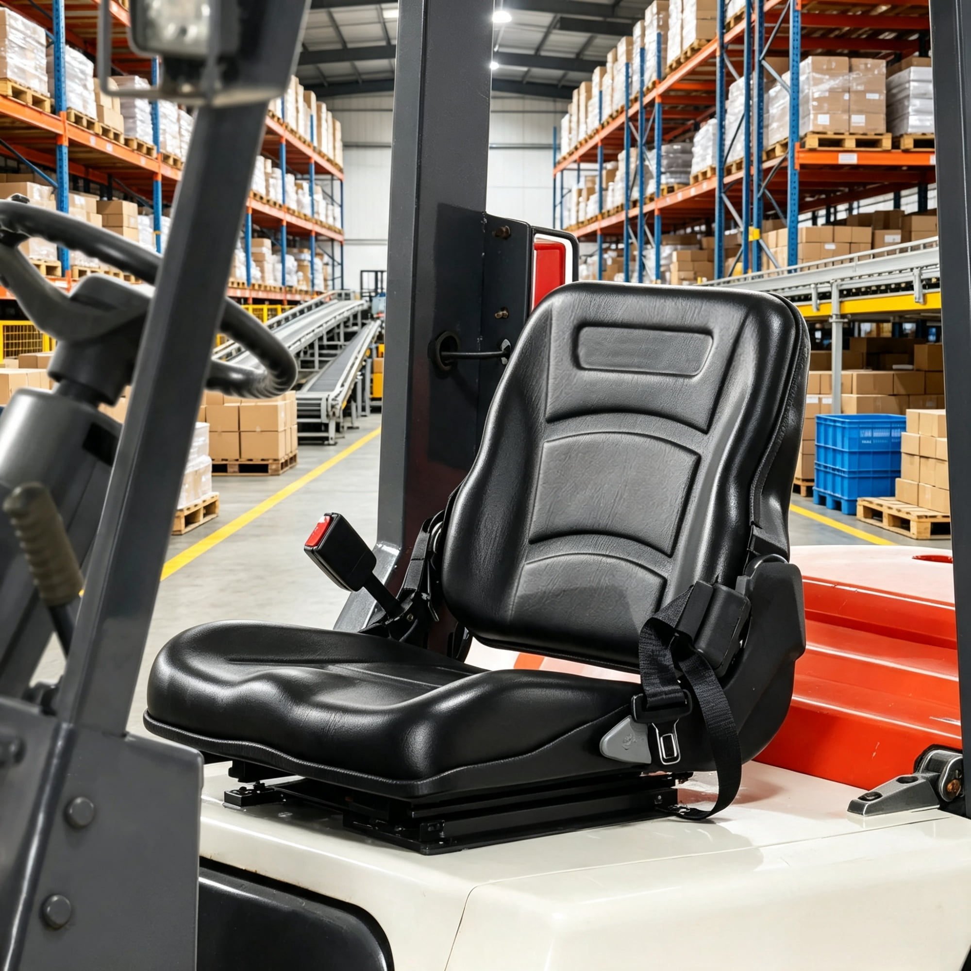 Universal Forklift & Tractor Seat, Adjustable Back with Micro Switch, 6.3-13.4" Slot for Loader & Excavator