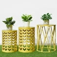 thumbnail image 2 of Nesting Side Table Set of 3 Decorative Round Garden Stools for Indoor Outdoor Heavy Duty Metal Frame Side Table Nightstands Modern End Table Plant Stand, Yellow, 2 of 7
