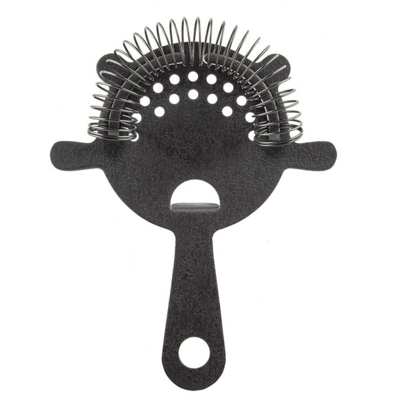 Tablecraft Premium Collection 4-Prong Cocktail Bar Strainer, 18/8 Stainless Steel, Black Acid Etch Finish