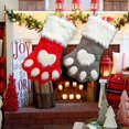 thumbnail image 3 of Large Pet Paw Pattern Plush Hanging Christmas Stockings, 2 Pack, Red, Grey, 3 of 5