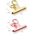 thumbnail image 4 of Clips de diseño para colgar, 30 clips de papel con bisagras de metal, resistentes a la humedad para uso doméstico y de oficina, agarre fuerte con fácil apertura, dorado y oro rosa, 22 mm, 4 of 7