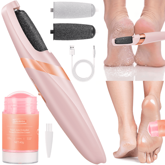 2-in-1 Pedicure Foot Care Kit - Rechargeable Electric Callus Remover for Dead Skin Removal