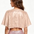 thumbnail image 3 of YTCAMLO Glitter Sequin Womens Cropped Wraps Fashions Short Sleeve Bolero Shrug Flared Shiny Shoulder Cover Up for Wedding, 3 of 5