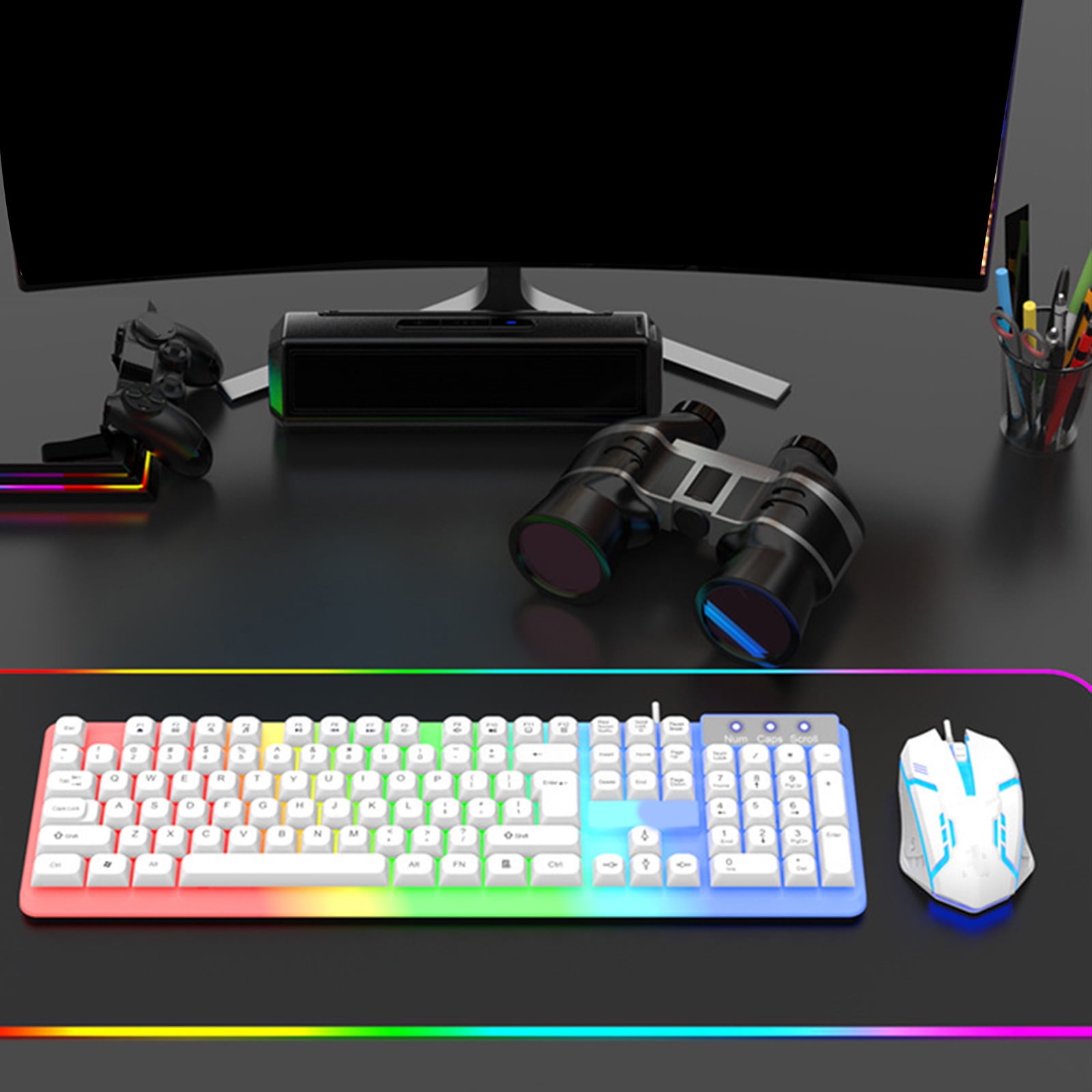Mechanical Gaming Keyboard with LED Backlit Keyboard 104 Keys Corded Computer Keyboards for Laptop Gaming Work
