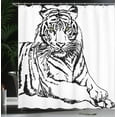 thumbnail image 4 of Ambesonne Savannah Shower Curtain, Sketch of Tiger African, 69"Wx84"L, White Black, 4 of 5