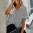 thumbnail image 6 of Mittory Women's Shirts Short Sleeve V Neck Summer Tops Business Casual Collared Shirts Loose Tees, 6 of 8