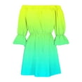 thumbnail image 5 of GHSOHS Prom Dresses New Wrap Dresses Women's Swing Dresses Vintage Print Beach Sexy Off Shoulder Tunic Summer Dresses Casual Loose Fit Long Bell Sleeve Mini Dress Wedding Guest Dresses Green Max,2XL, 5 of 5
