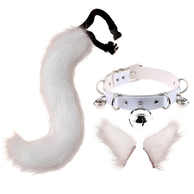 Clips para el pelo, cola de Cocker, elemento Animal, piel sintética ajustable, Collar de orejas de cola de lobo sólido para Cosplay