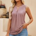 thumbnail image 2 of Camisetas sin mangas para las mujeres 2024 Camisetas sin mangas para mujer, elegantes, informales, de verano, con cuello en V, sin mangas, camisolas, túnica con de ganchillo, blusas sólidas (Pink, M), 2 of 5