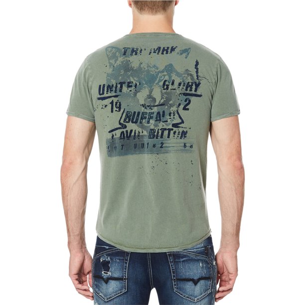 Buffalo David Bitton - Camiseta gráfica para hombre, color verde, talla mediana Buffalo David Bitton Camiseta gráfica
