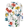 thumbnail image 6 of 3/4 Length Sleeve Womens Tops Floral Print Crewneck Loose Fit Dressy Casual Shirts Spring Summer Blouse Going out Top, 6 of 6